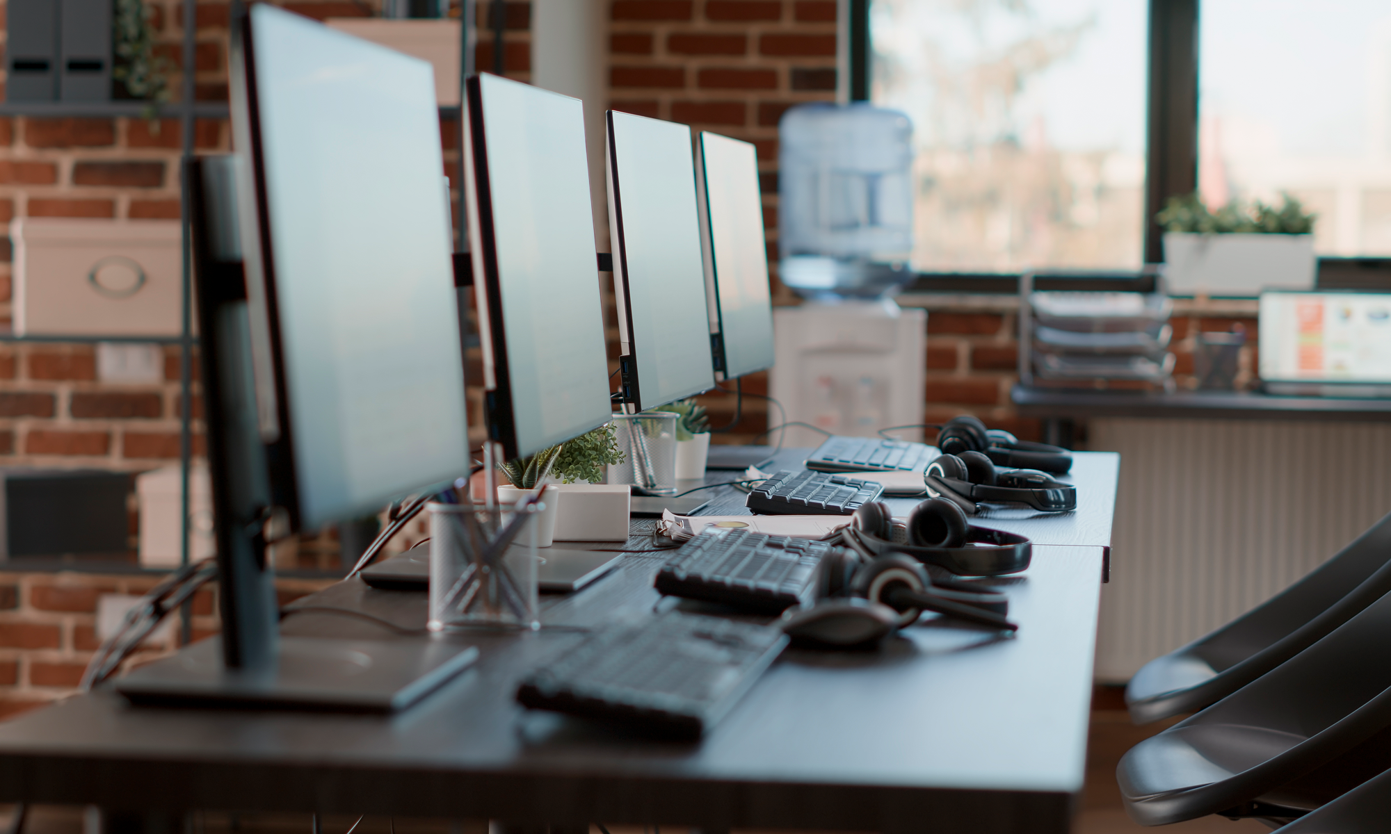nobody-empty-call-center-workstation-with-computers-audio-instruments-no-people-customer-service-office-desks-with-telecommunications-technology-offering-helpline-assistance 1